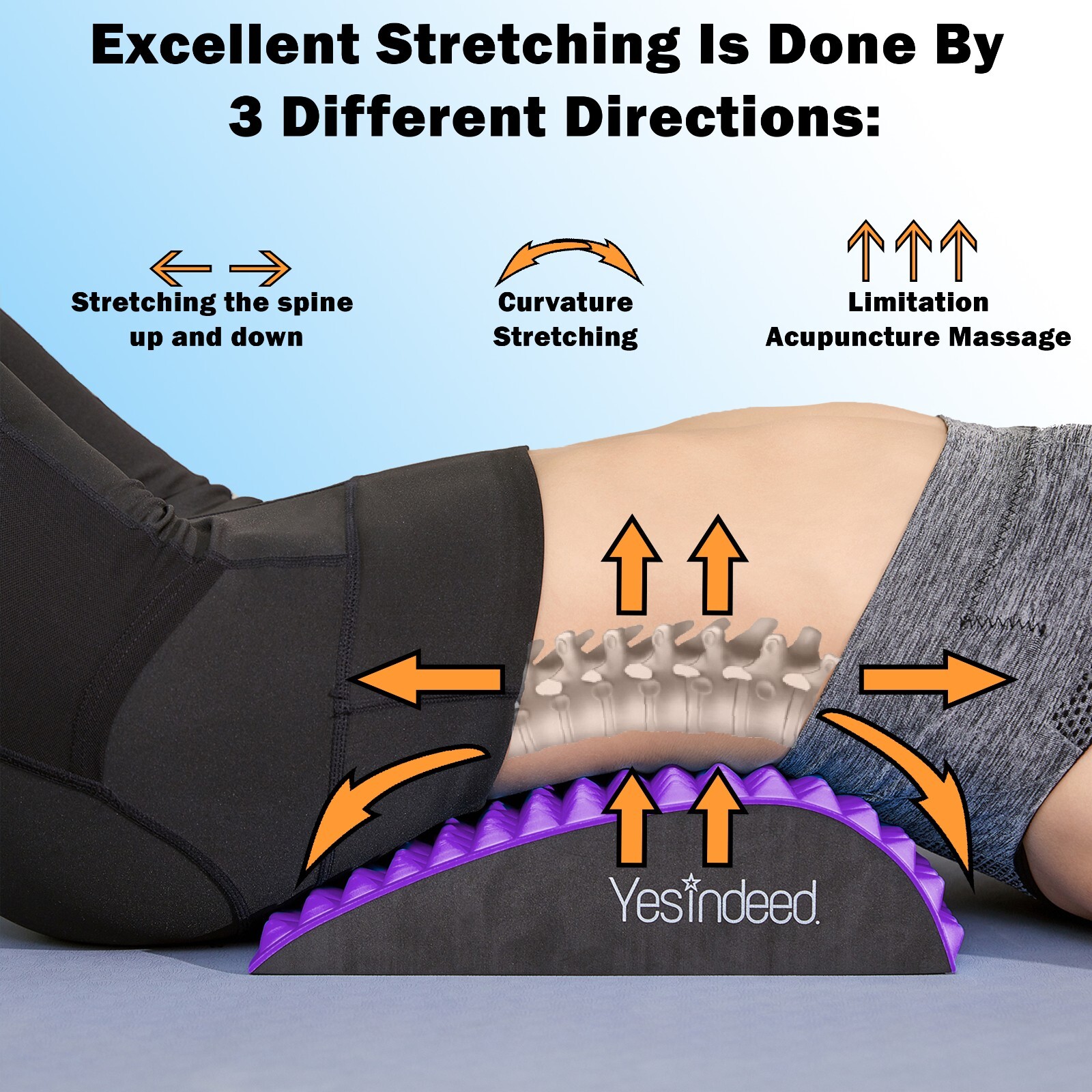Back Stretcher Pillow – Back Pain Relief, Support for prolonged Sitting (Purple)
