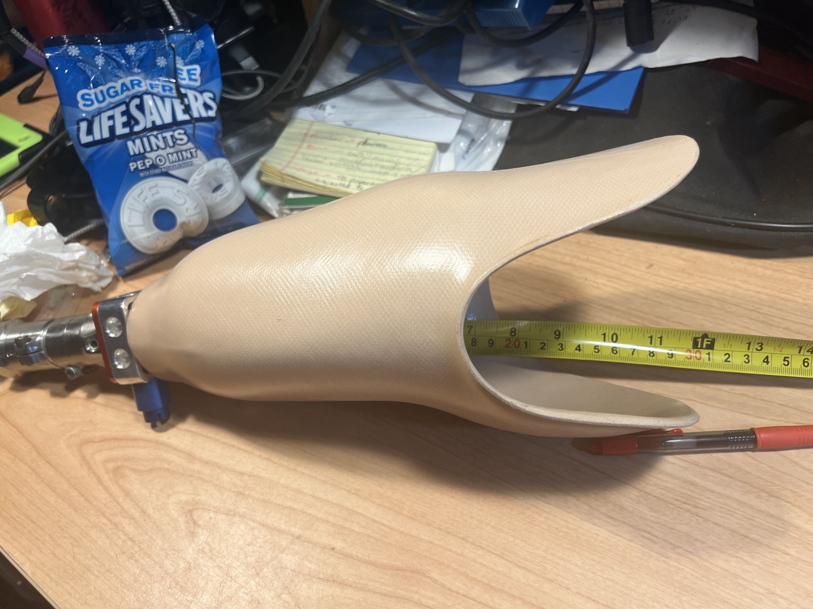 Prosthetic Socket with components. Right leg. Below Knee (BK). USED