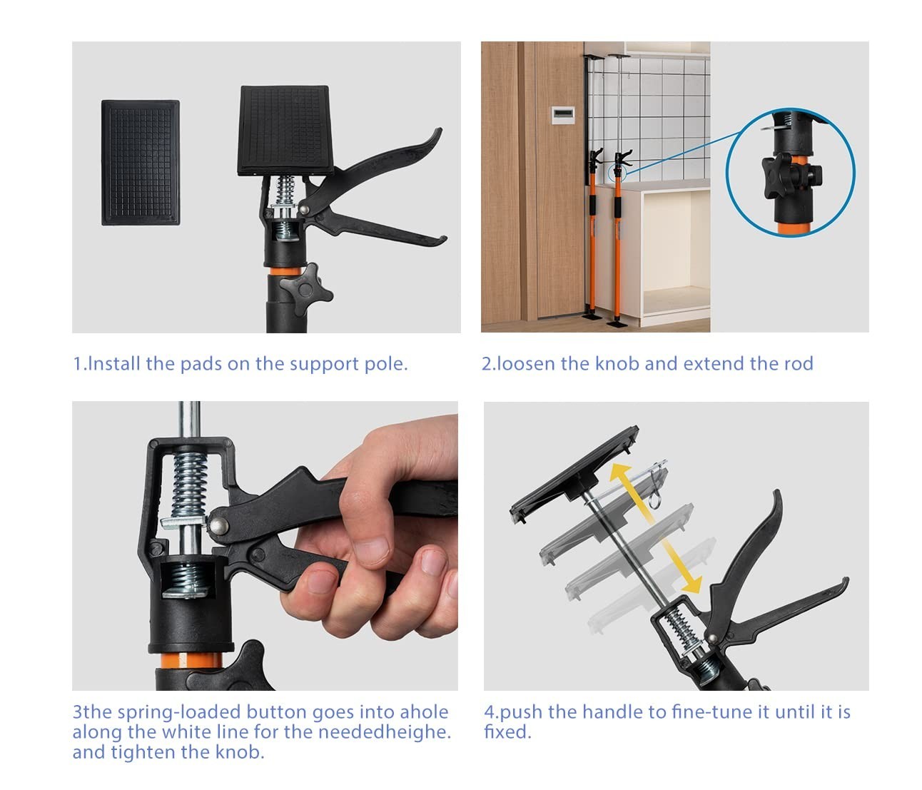 2PK Adjustable Steel Telescopic Support System – 154 lbs Capacity, Extends 49-11
