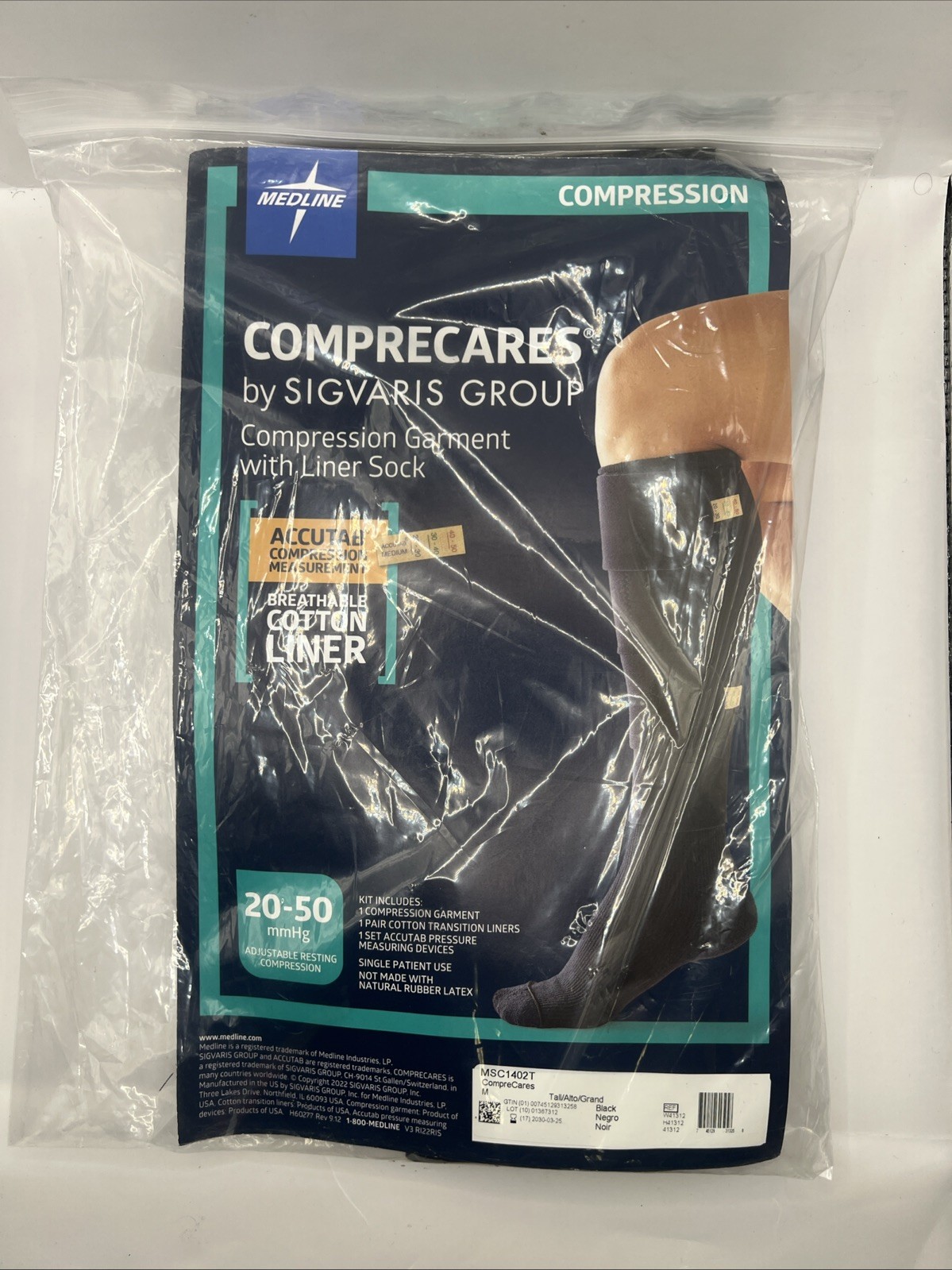 SIGVARIS COMPRECARES Compression Garment Kit Sock M- Tall 20-50mmHg