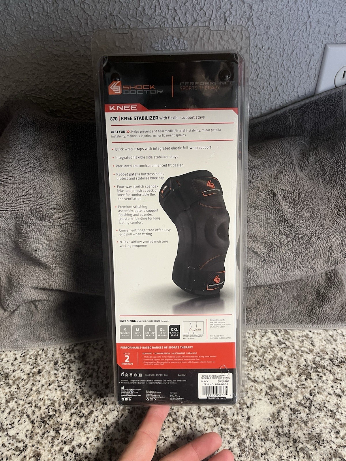 New Shock Doctor 870 Hinged Knee Brace Maximum Support Level 2 Size XXL