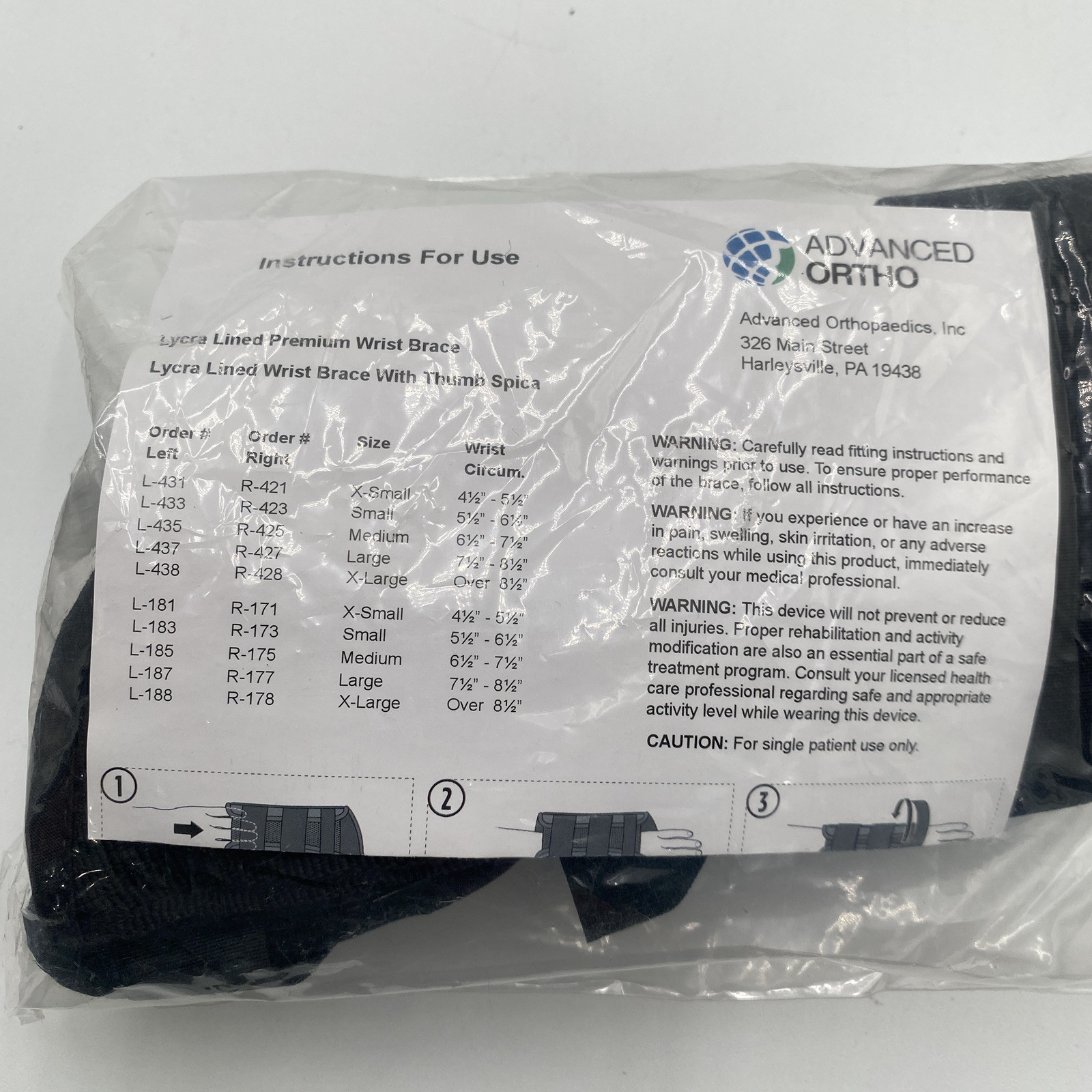 New Advanced Ortho Thumb Spica Wrist Brace Large Left 7.5-8.5 Wrist Circumferenc