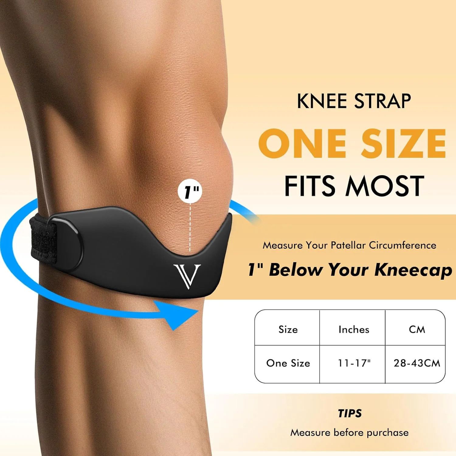 Silicone Patellar Tendon Support Strap 2-Pack, Knee Brace for Women Men