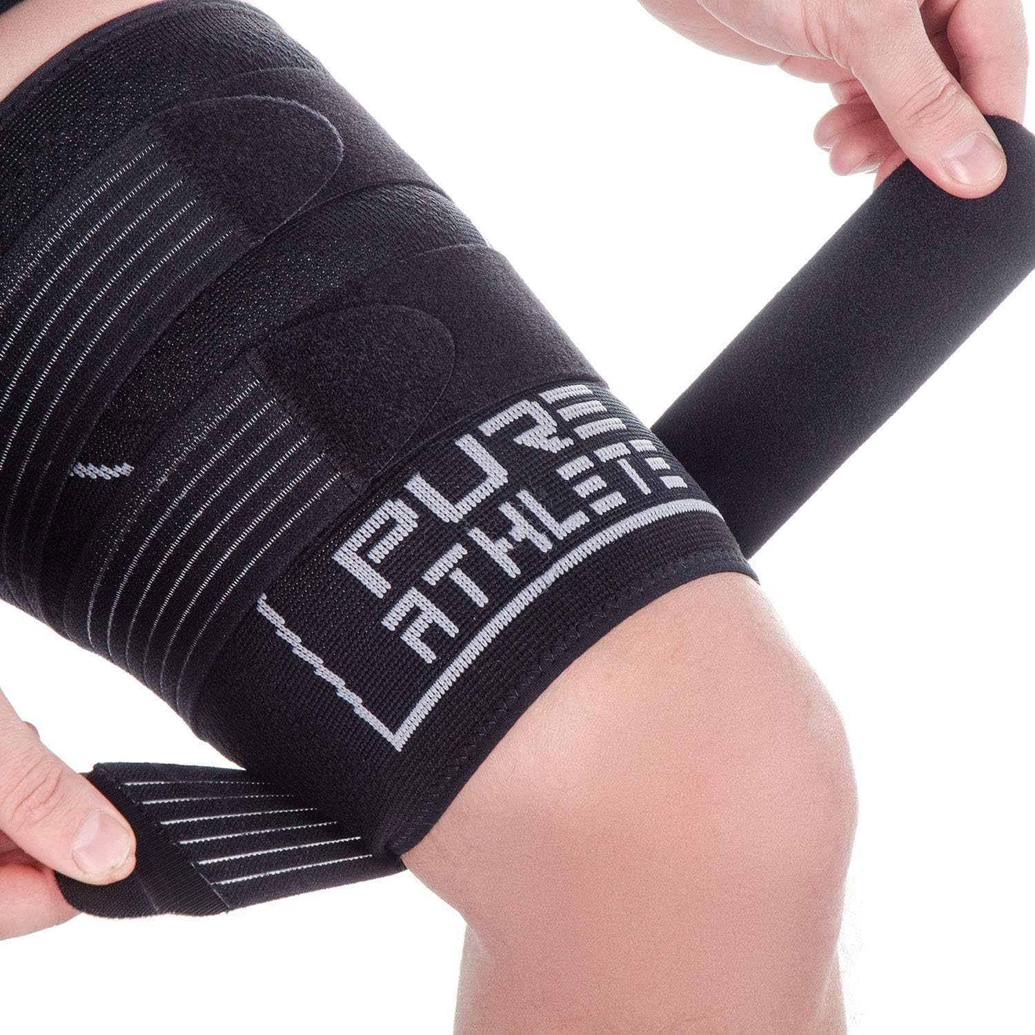 Thigh Compression Sleeve – Adjustable Straps Quad Wrap Support Brace, Hamstring