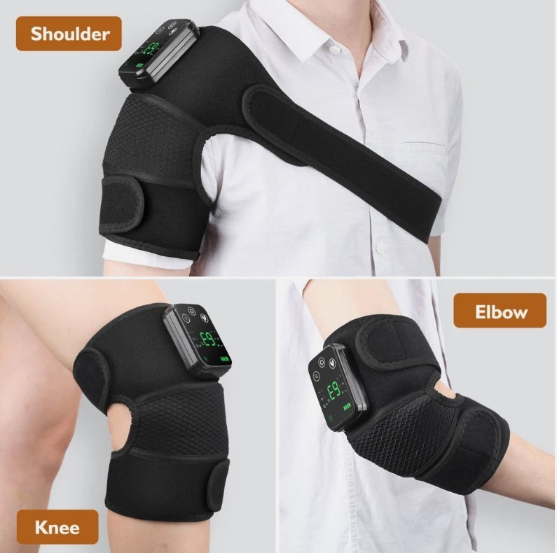 Electric Heated Vibration Therapy Knee Massager Joint Brace Pad Shoulder Elbow