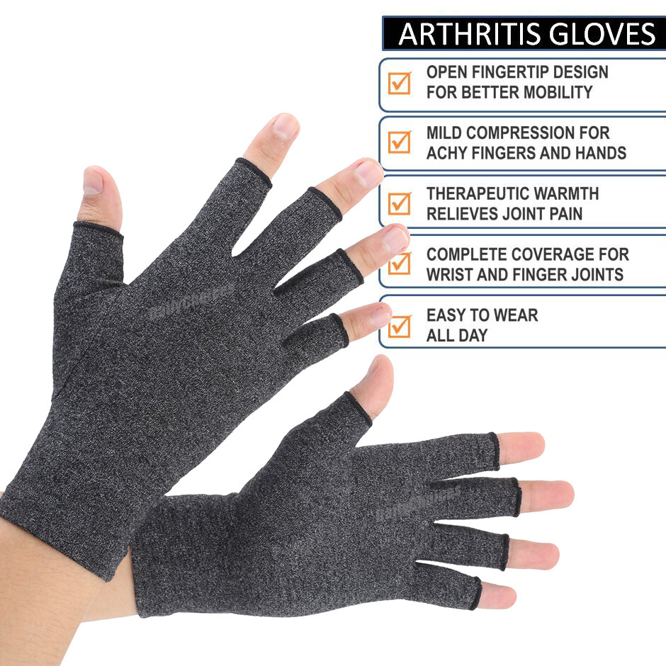 Pair Copper Anti Arthritis Gloves Hand Support Pain Relief Finger Compression P6