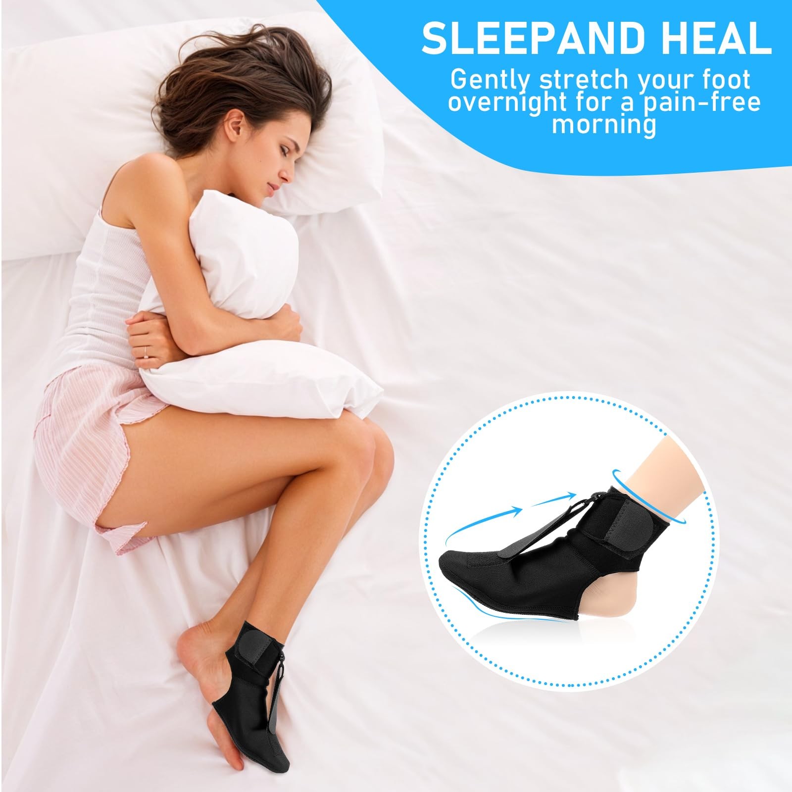 Plantar Fasciitis Night Splint, Supportive Foot Brace with Arch Cushion for Plan