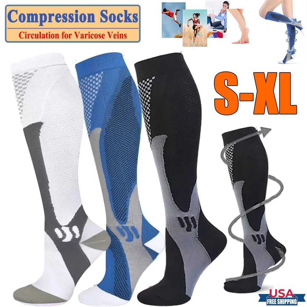 S-XL Compression Socks for Women and Men 20-30mmHg-Circulation Support Socks USA