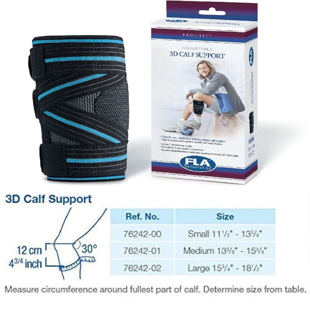 FLA Motion Comfort 3D Calf Support Black/Blue Stripe Large