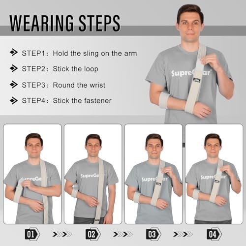 Arm Sling, Adjustable Arm Support Strap, Lightweight Shoulder Immobilizer Grey