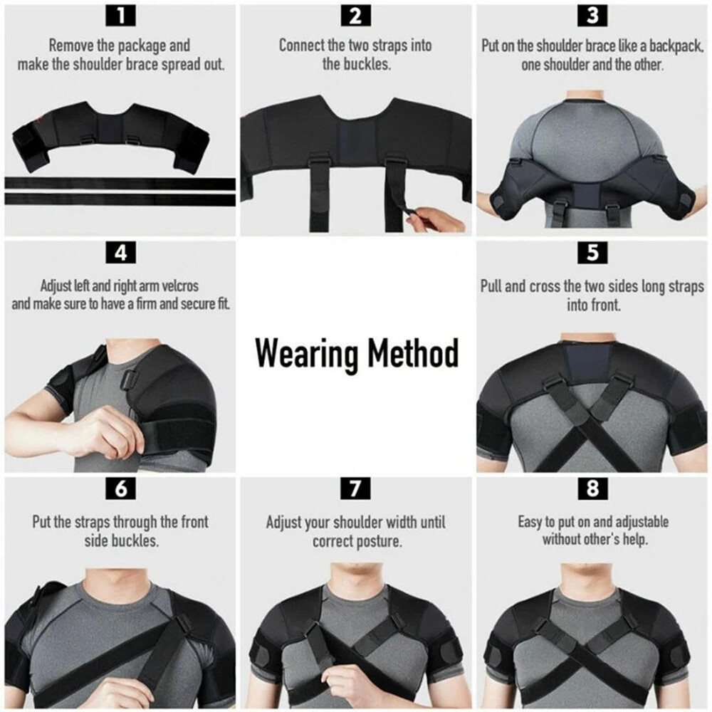 2PCS Adjustable Double Shoulder Support Brace Strap Wrap Neoprene Protector US