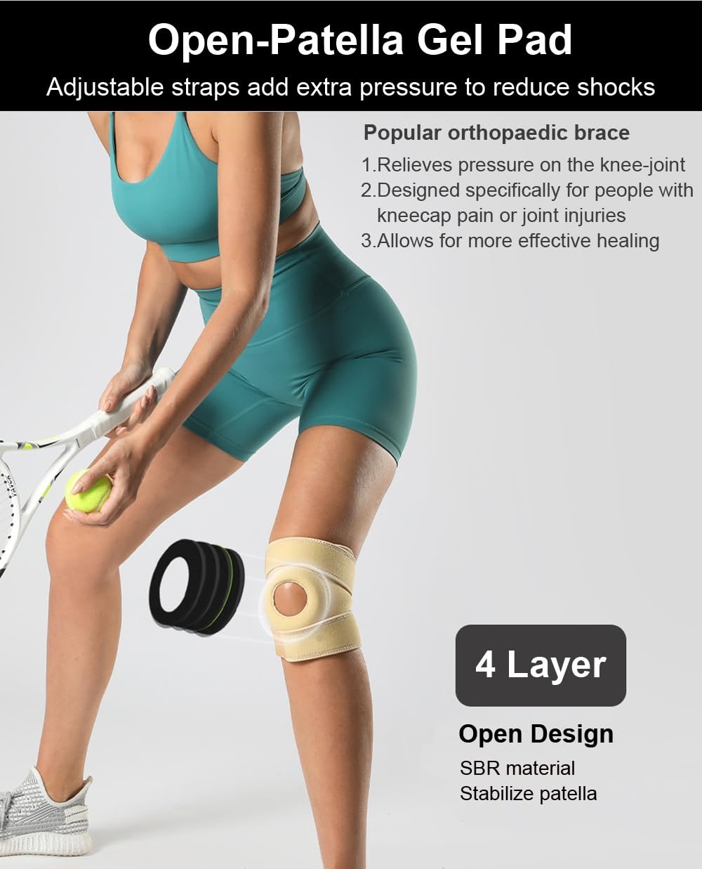 SUJAYU Knee Brace for Men Women Braces Pain, One Size, Black