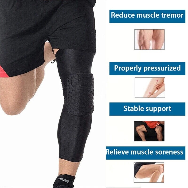 US Compression Sleeves Long Knee Pads Brace Support Protector Basketball Sports