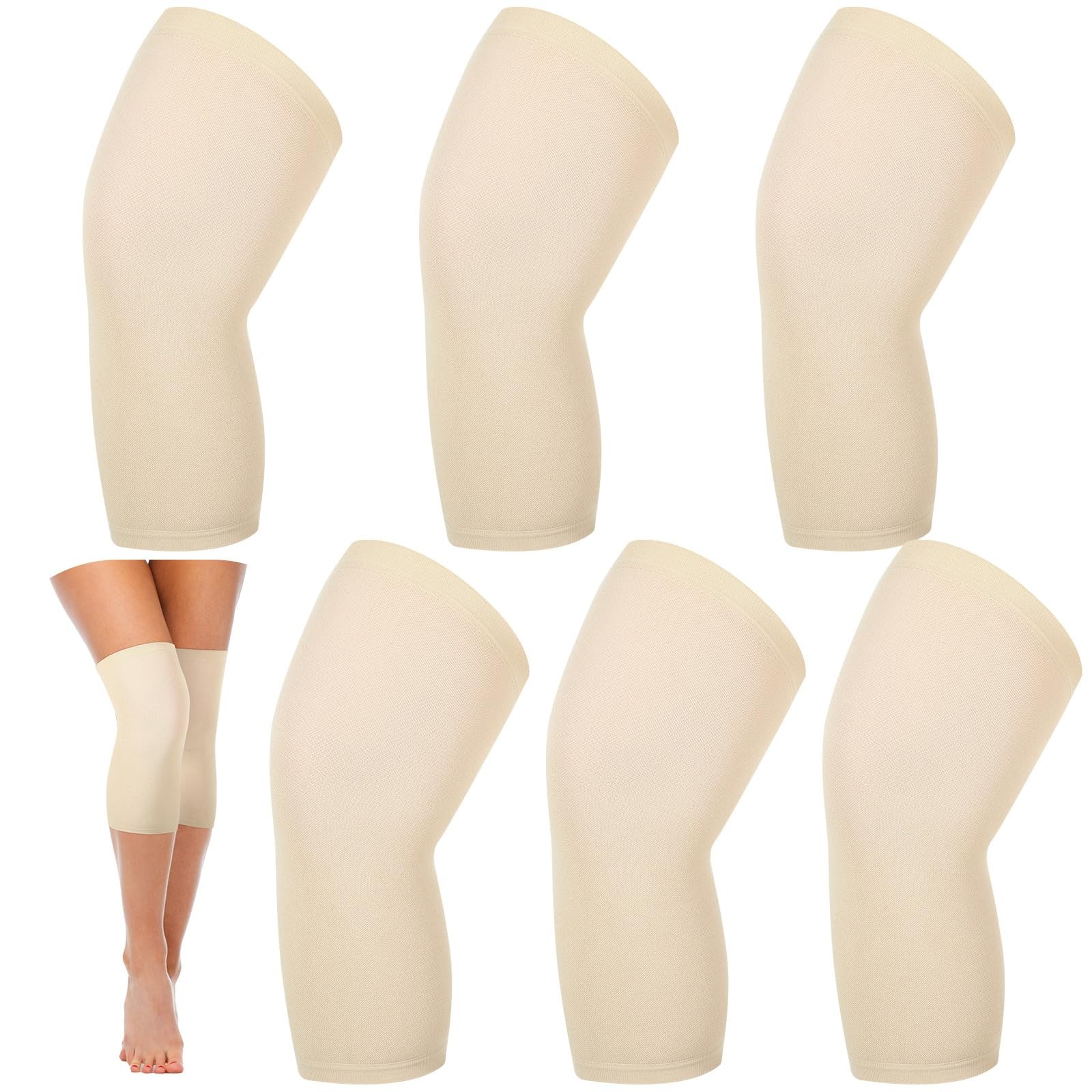 6 Pcs Compression Knee Sleeve Knee Brace Undersleeve Lightweight Breathable L…