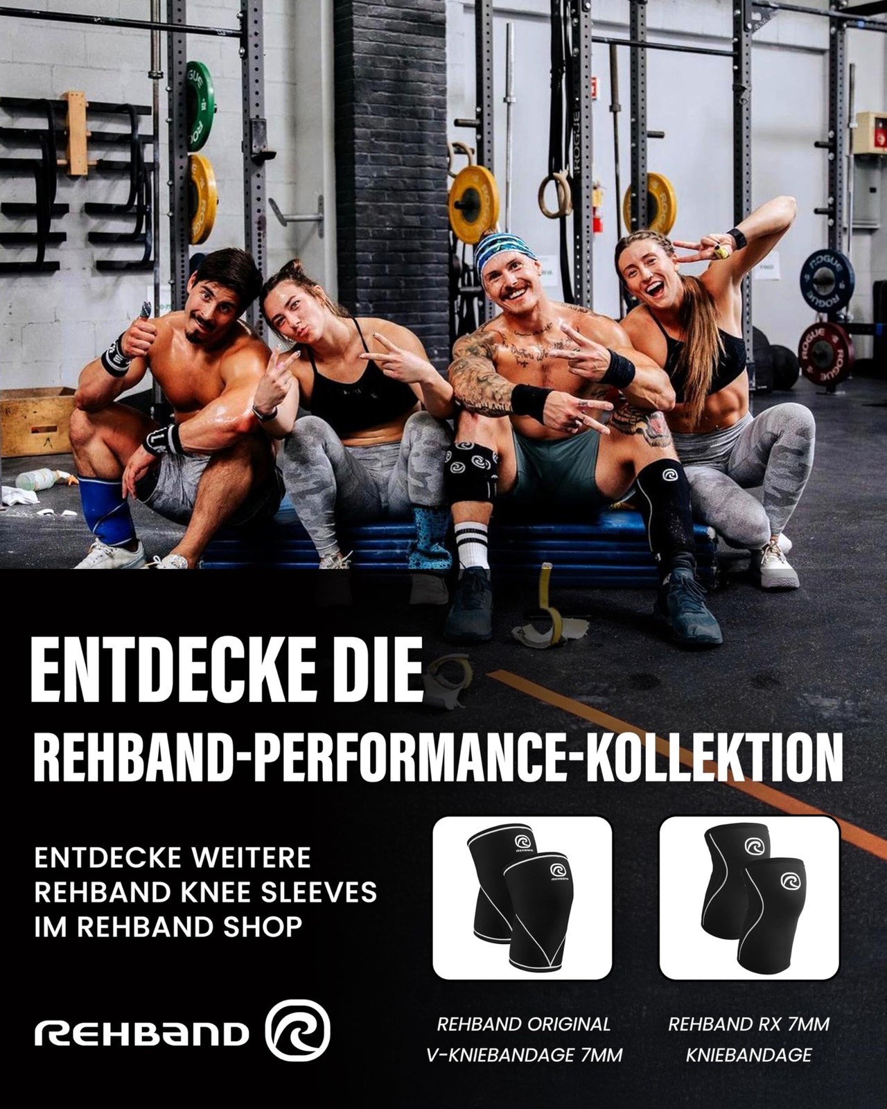 Rehband 5mm Knee Sleeves, Neoprene, Unisex, Black, Medium