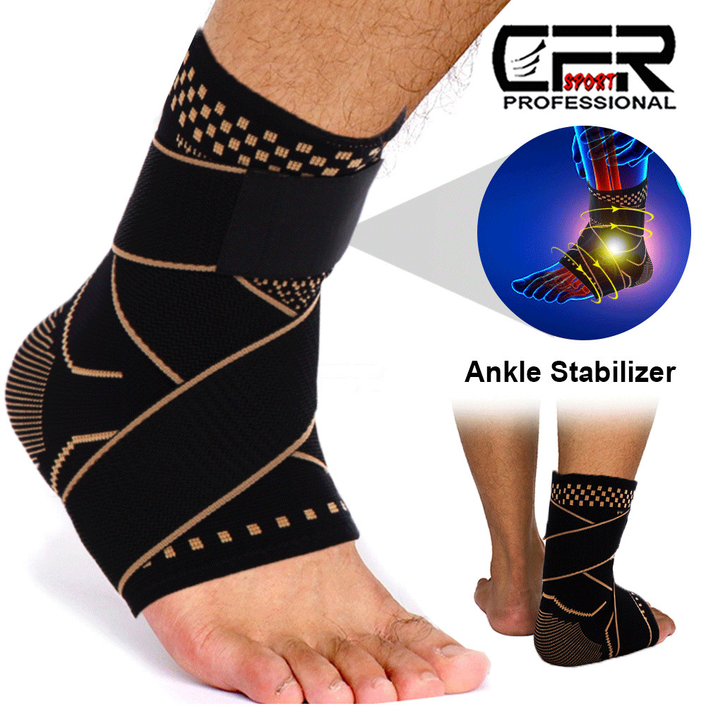 COPPER Compression Ankle Brace Foot Heel Sleeve Arthritis Pain Relief Support