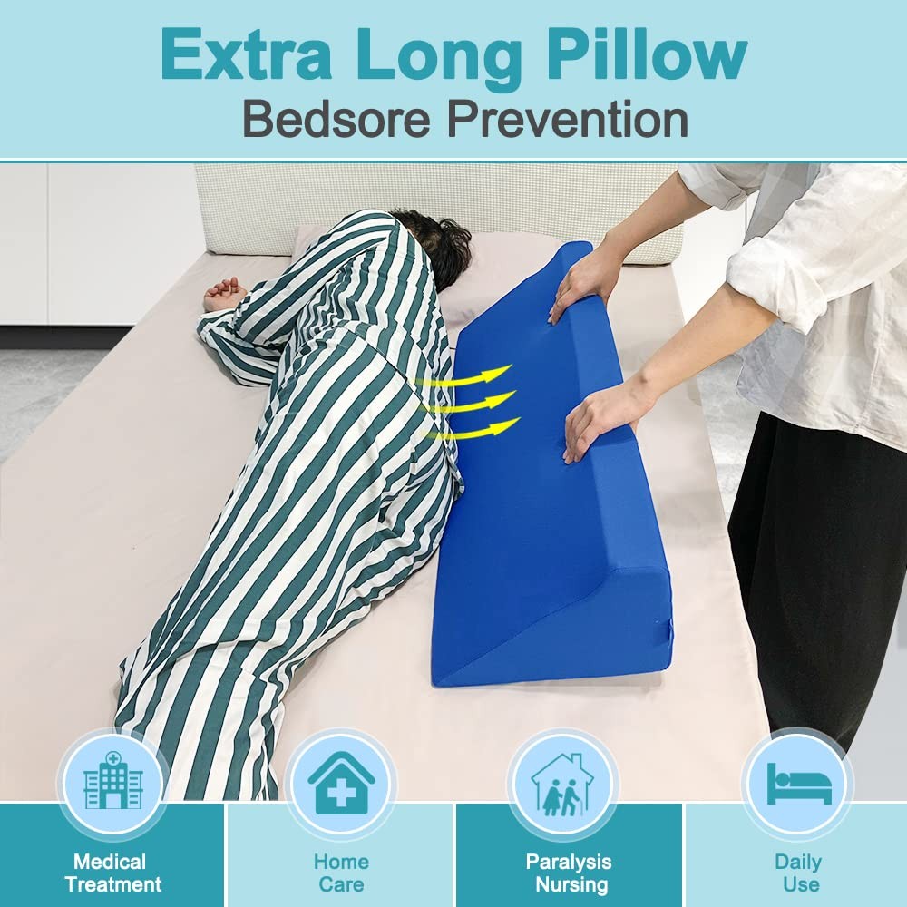 AOSSA Wedge Pillow for Sleeping, Foam Body 1 Count (Pack of 1), Blue