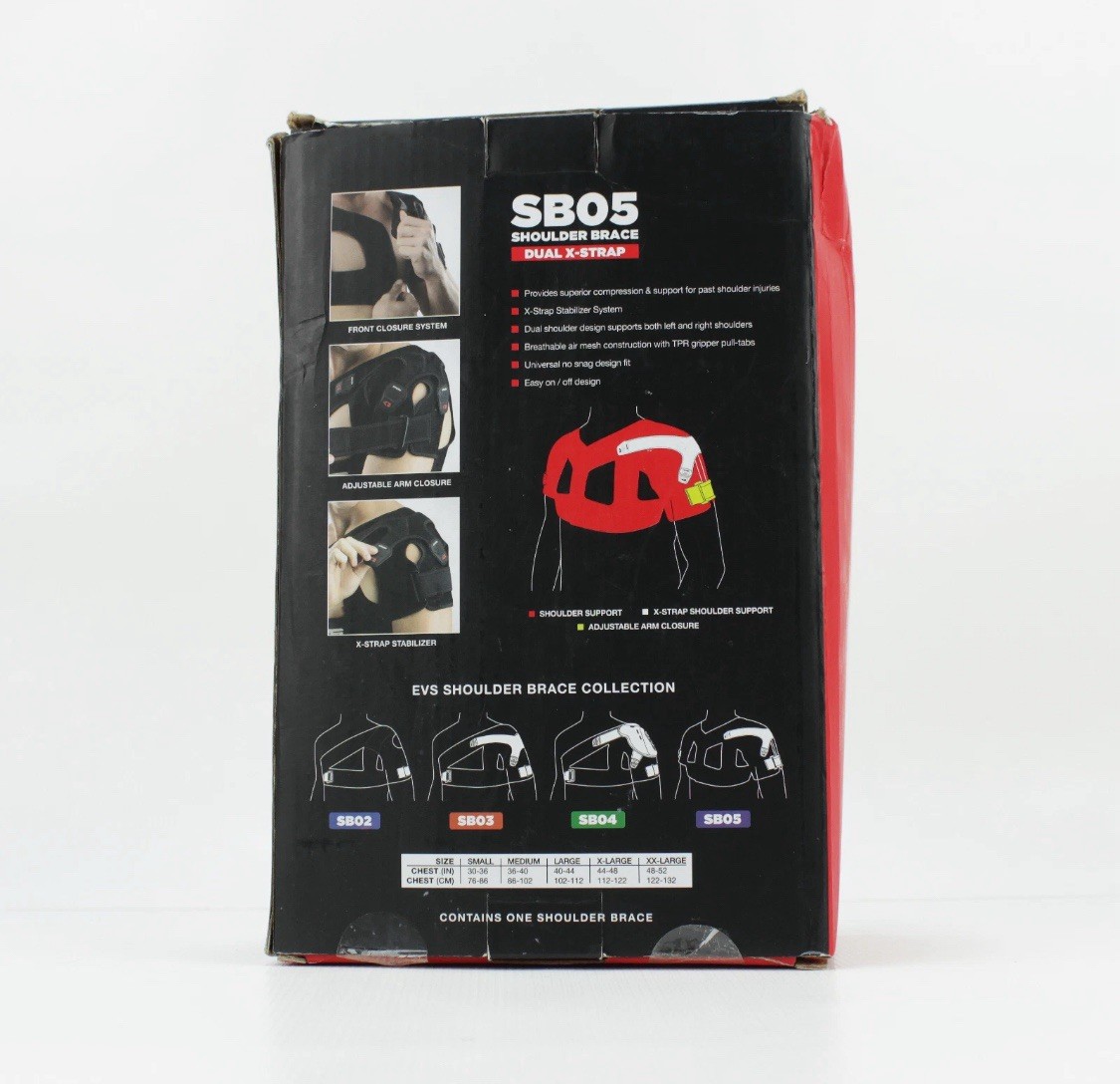 EVS SB05 Bilateral Shoulder Stabilizer Brace Black, Dual X-Strap – Sz. Small