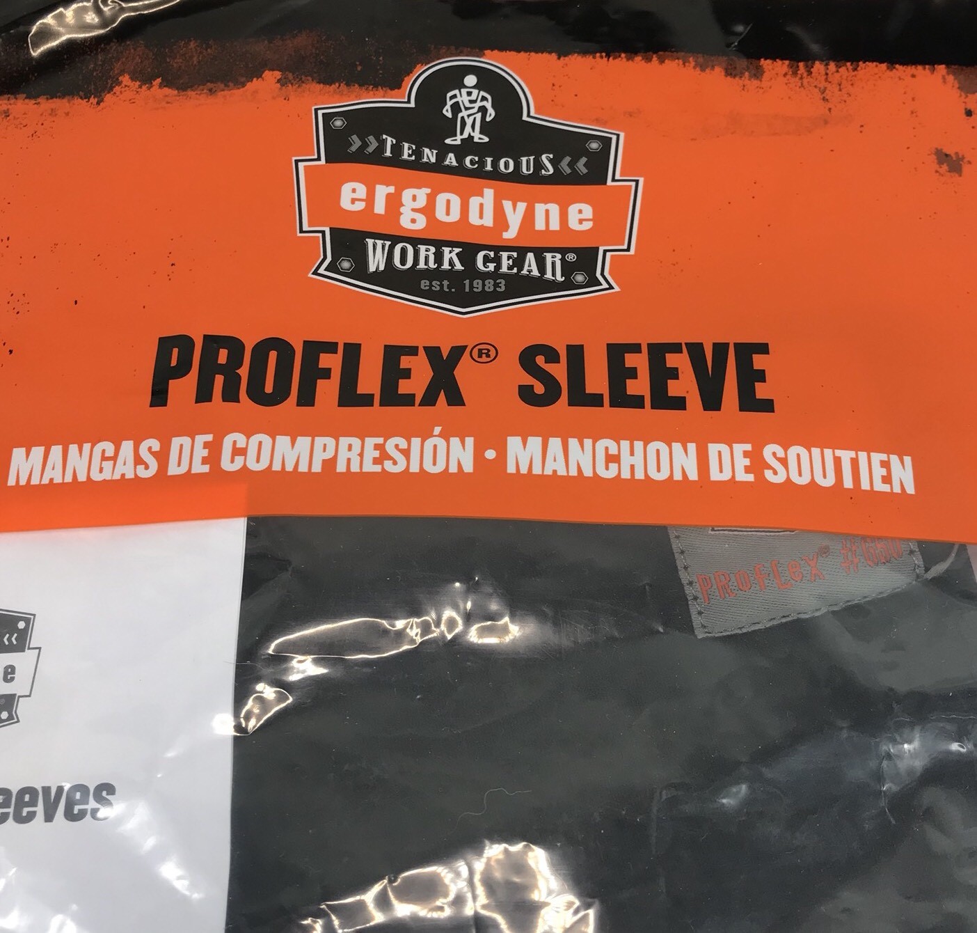 Elbow Compression Sleeve Lg Support ProFlex Black Ergodyne 650 CONTAINS LATEX