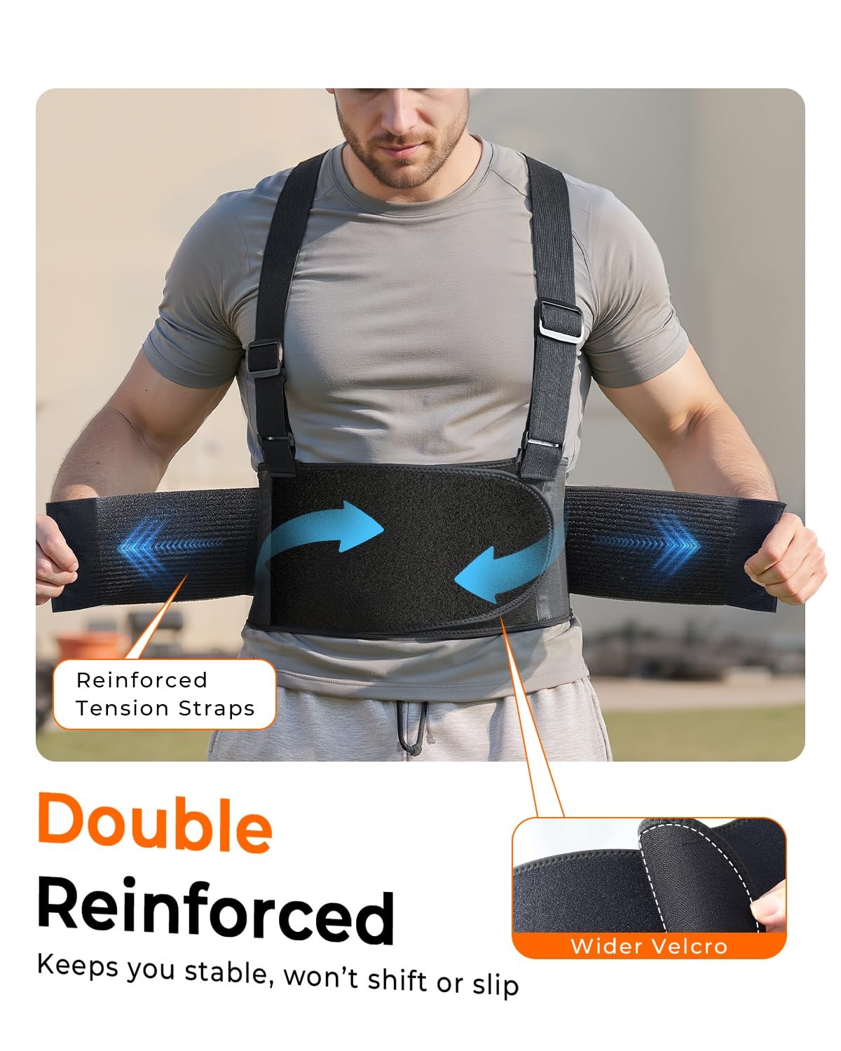 Medical-Grade Work Back Brace with Adjustable Shoulder Straps [Stronger Suppo…