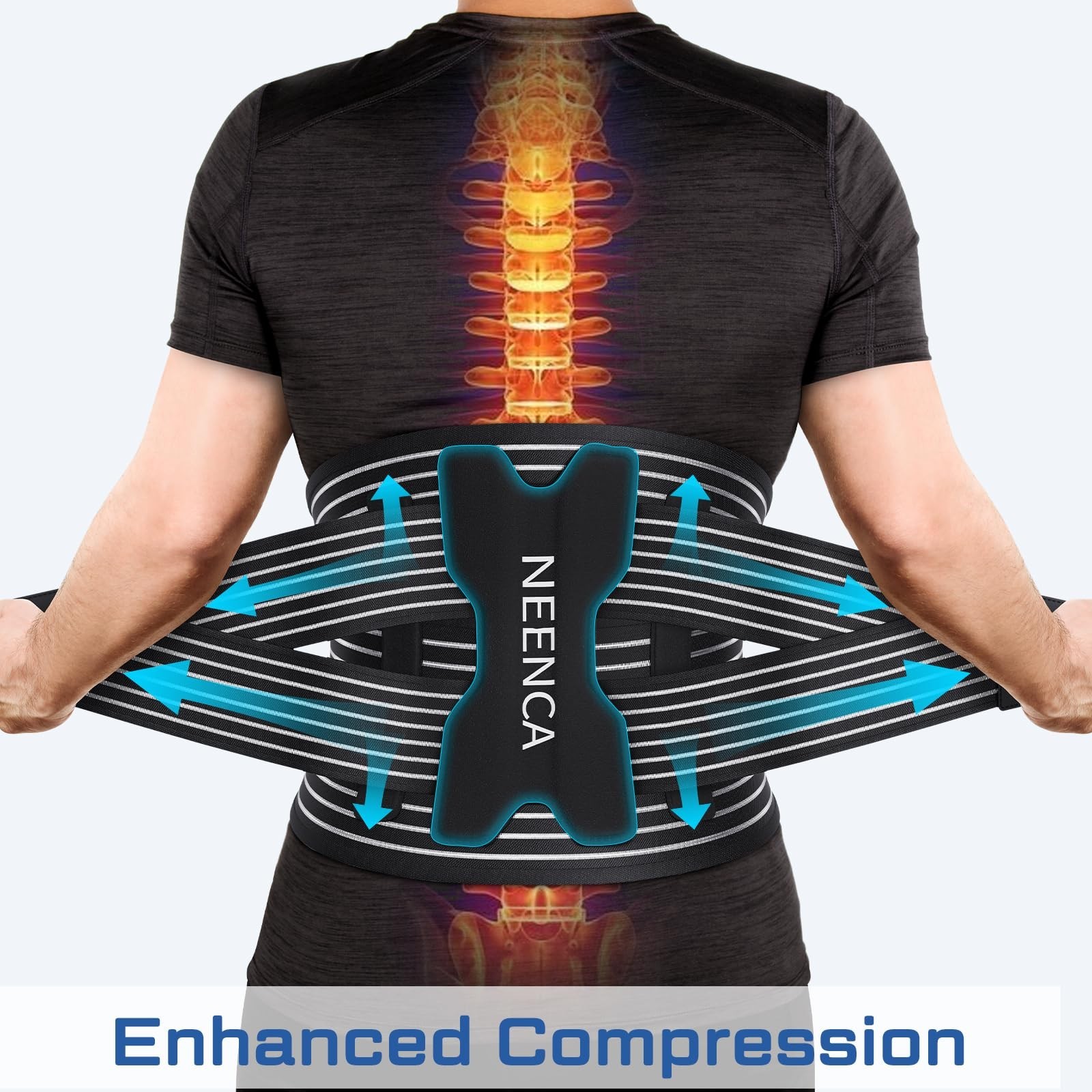 NEENCA Back Brace Lower Back Pain Relief – Ergonomic Lumbar Support Removable