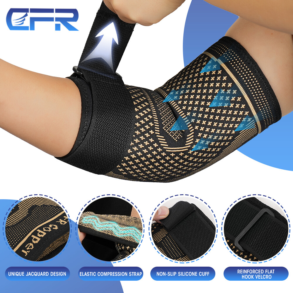 Copper Elbow Brace Support Compression Sleeve Arthritis Tendonitis Joint Pain US