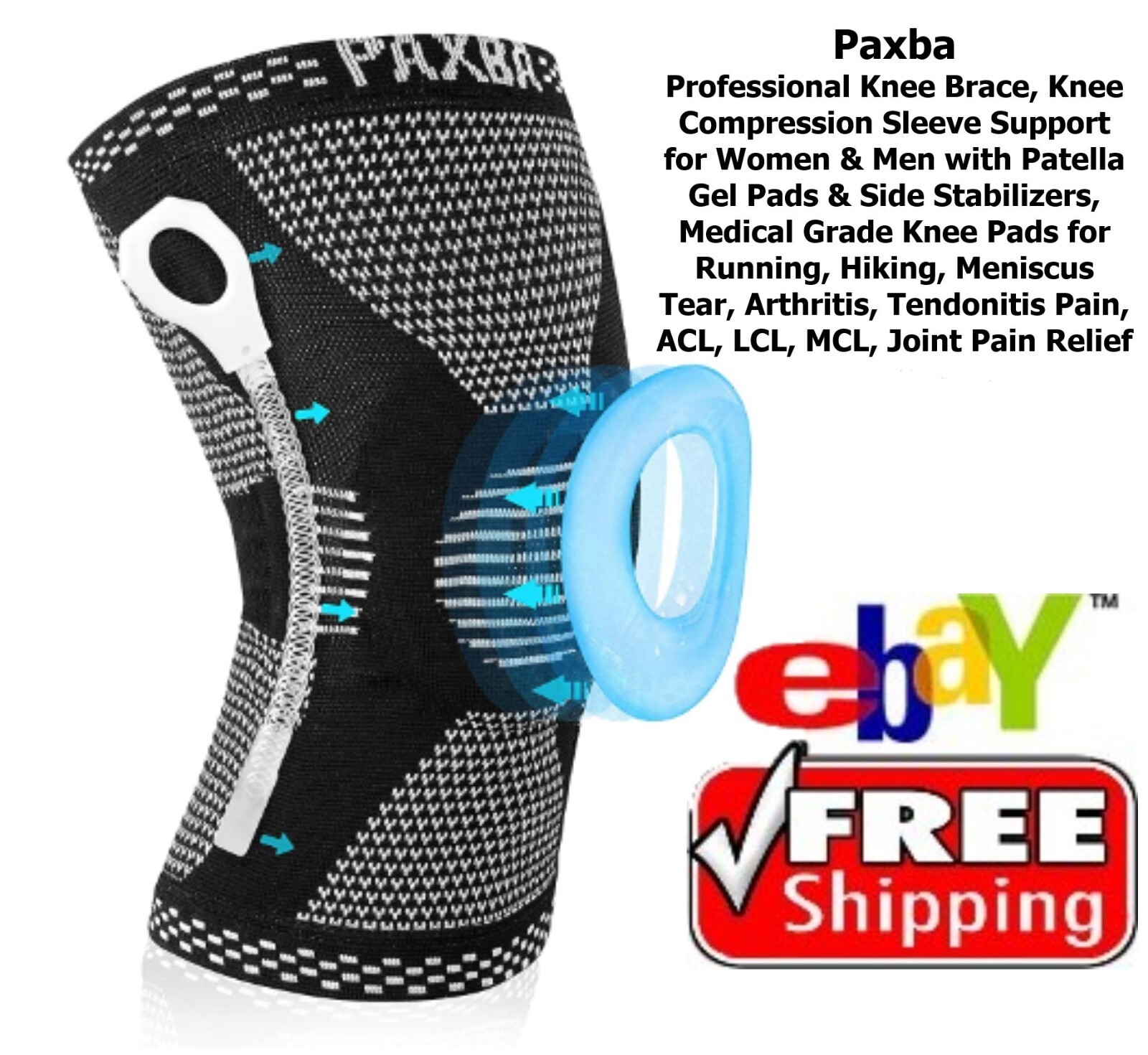 Professional Knee Braces With Patella Gel Pads & Side Stabilizers Medical Grade
