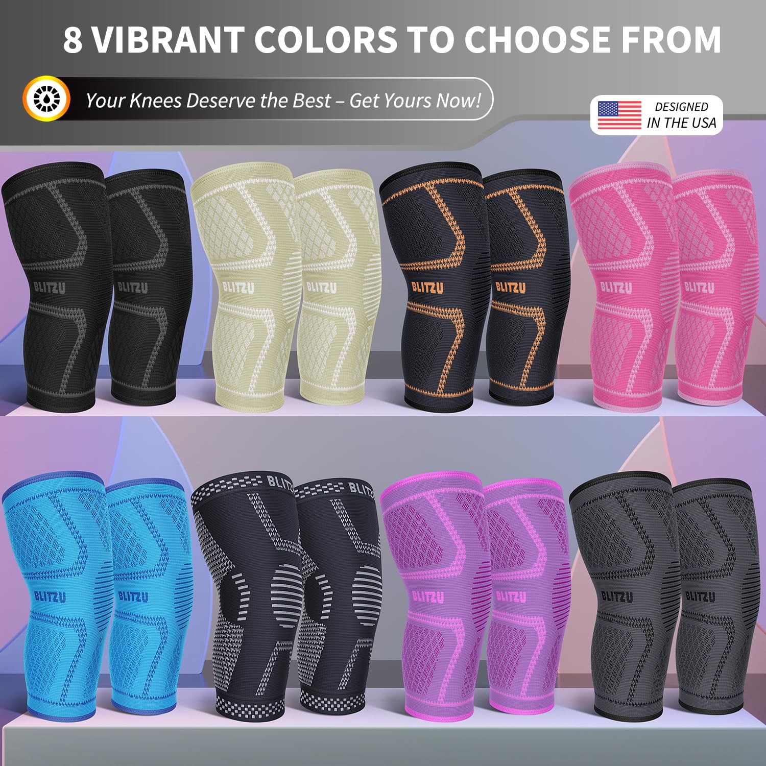 Knee Brace for Meniscus Tear 2 Pack, Compression Large (1 Pair), Black