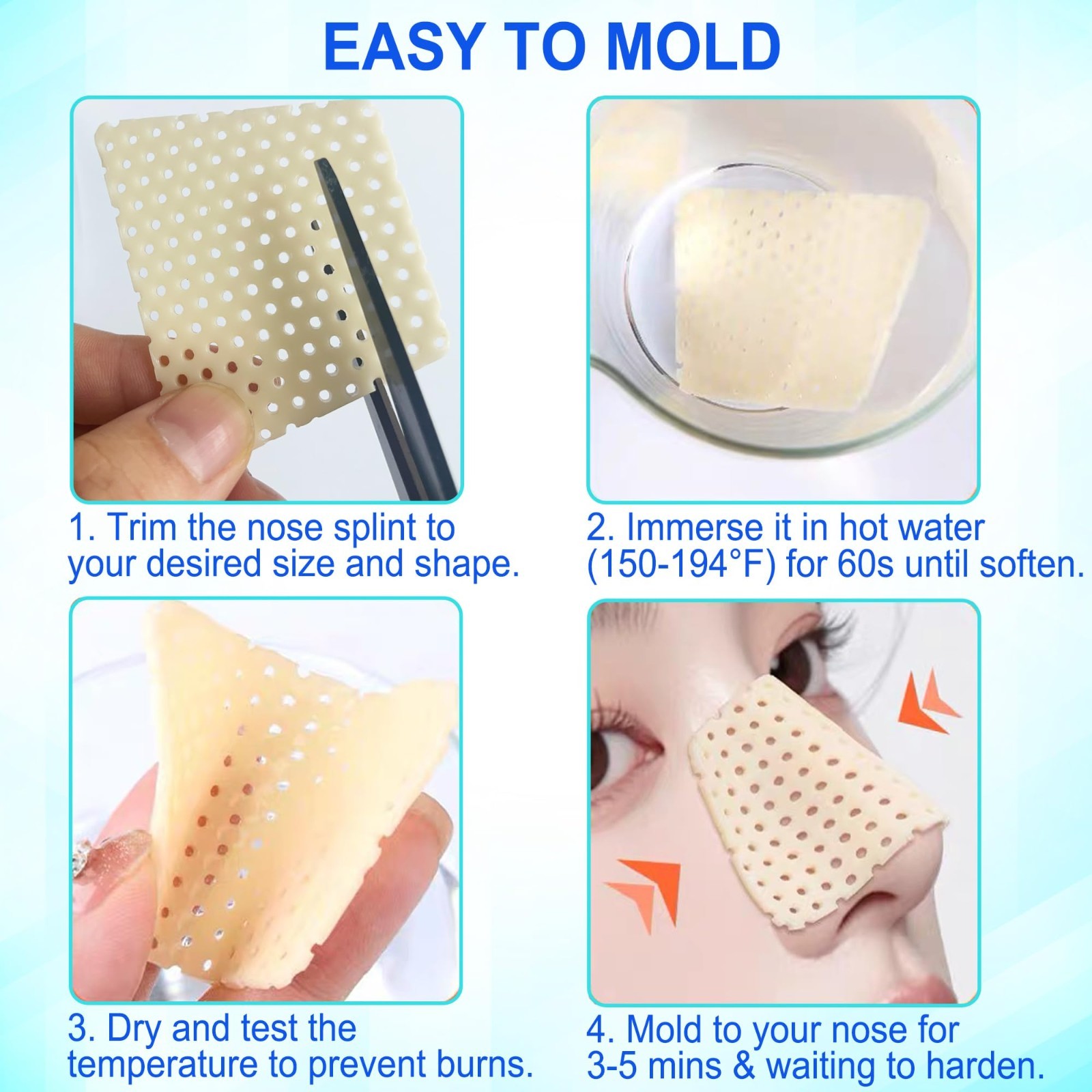 7-Piece Thermoplastic Nose Splint Set | Trapezoid Nasal Support Brace for Surger