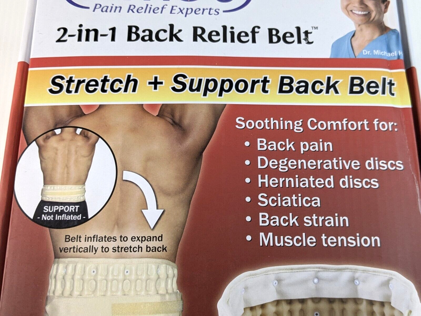 Dr. Ho’s 2-in-1 Beige Adjustable Stretch and Support Back Relief Belt Size A/B