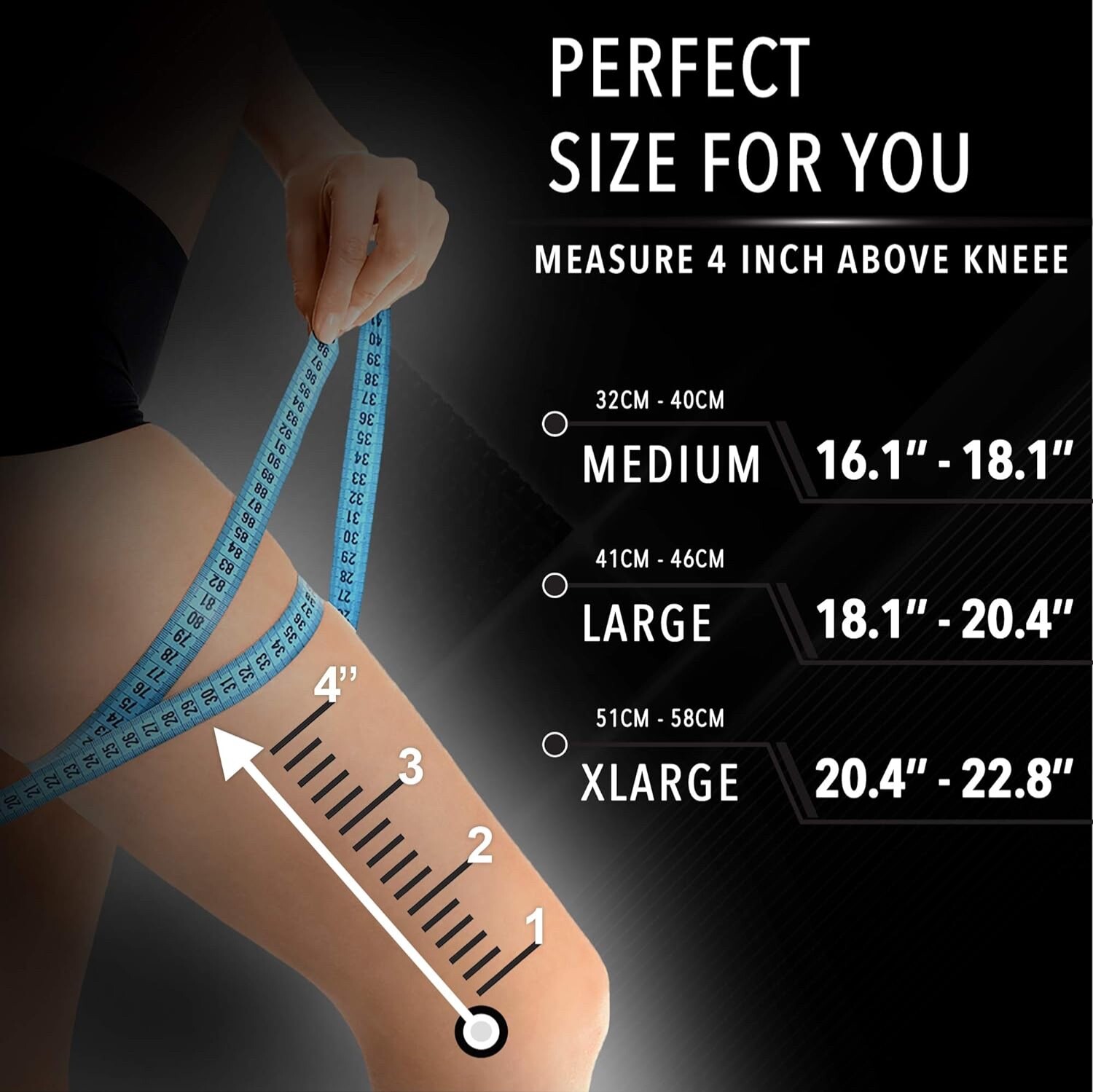 Fitness Compression Knee Sleeves Non-slip Elastic Breathable Support Vitavrio L