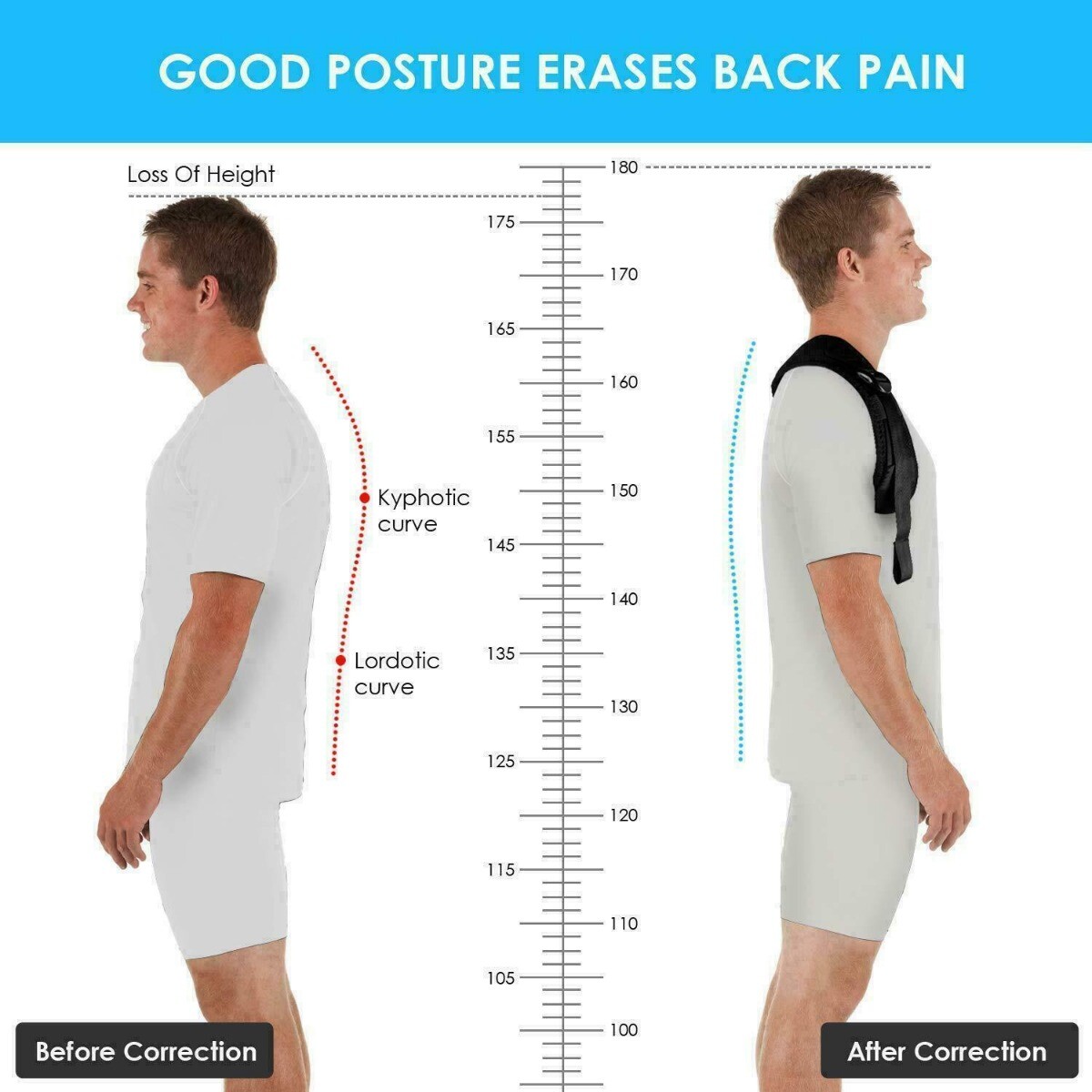UNISEX POSTURE CORRECTOR ORTHOTICS SOFT BACK SUPPORT HUMPBACK COMFORTABLE HEALTH