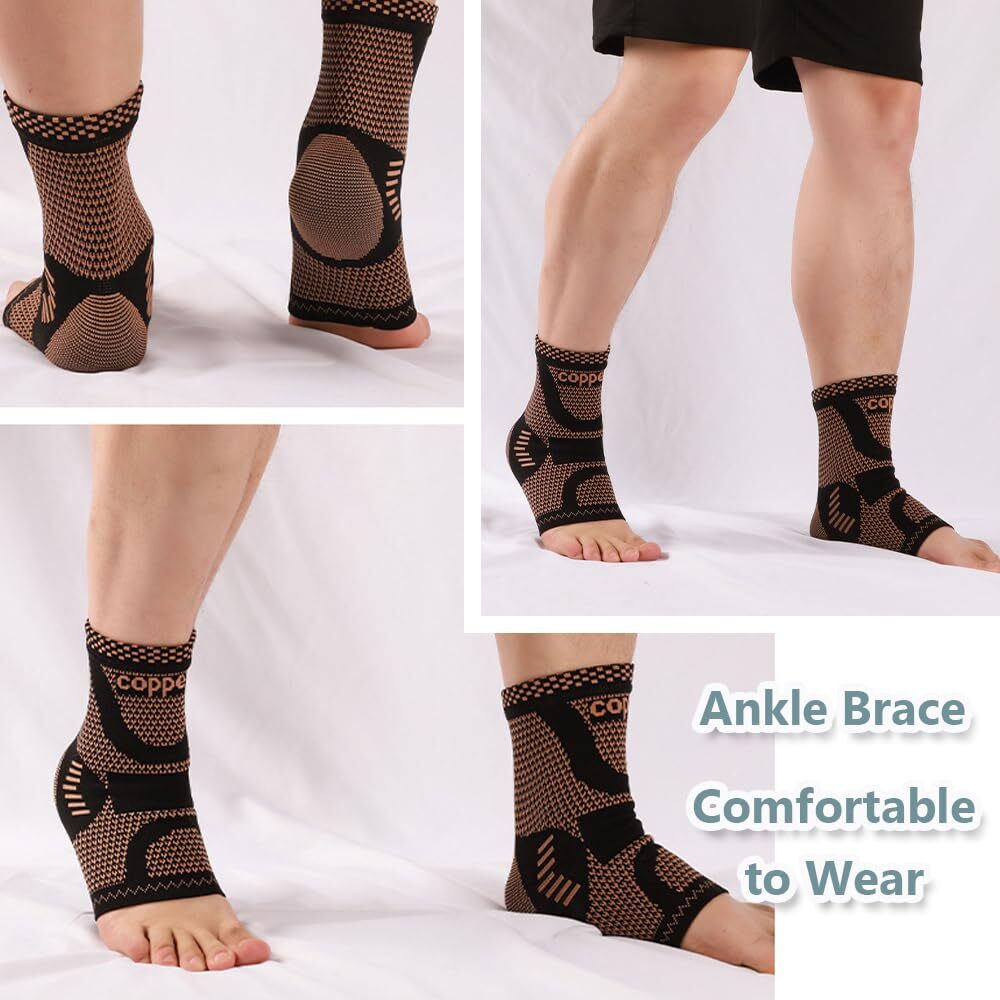Copper Compression Sleeve Ankle Support Socks Foot Fasciitis for Pain Relief