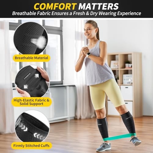 Calf Compression Sleeves with Side Stabilizers for Men & Women XX-Large Black