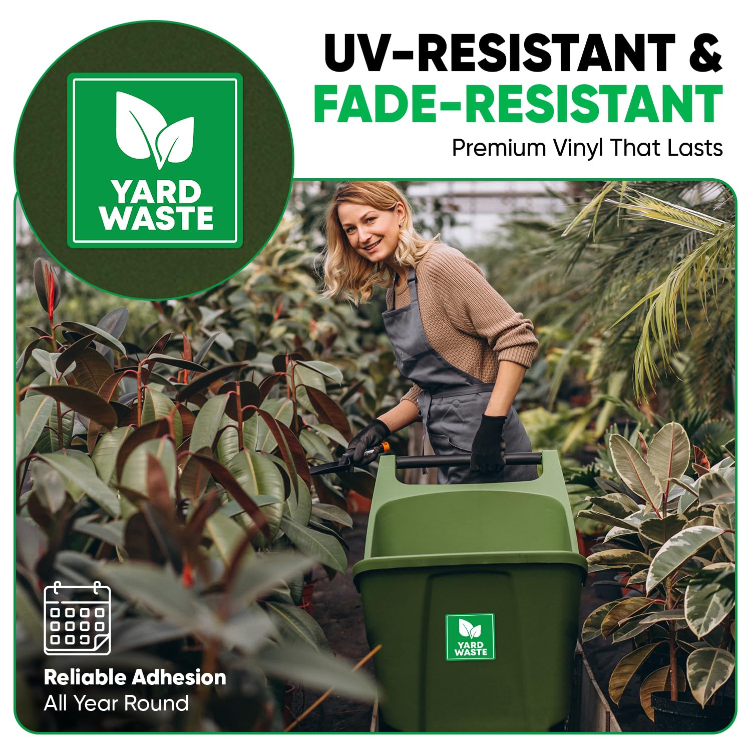 | 4 Pcs Yard Waste Only Sticker – 3.5″ by 3.5″ – Strong Adhesive, Durable, Weath