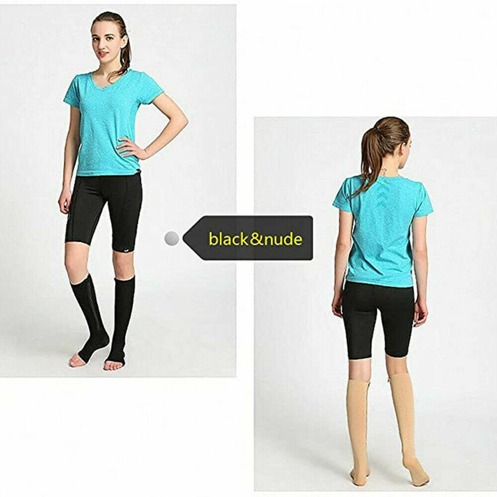 1/3PK Zippered Compression Socks Open Toe 30-40mmHg with Zipper Safe Protection