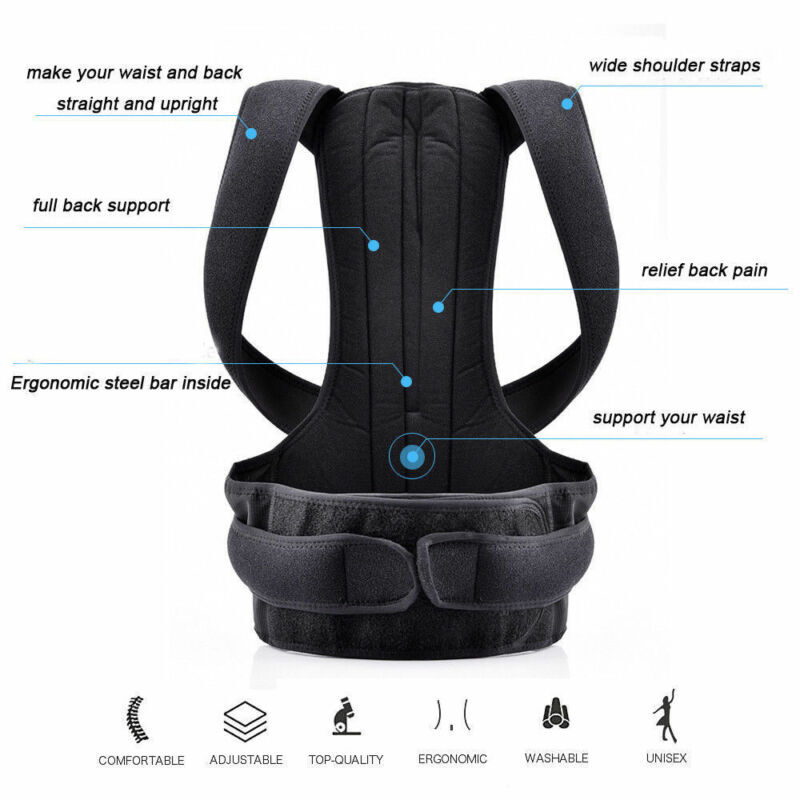Men / Women Adjustable Posture Corrector Back Support Shoulder Back Brace Belt