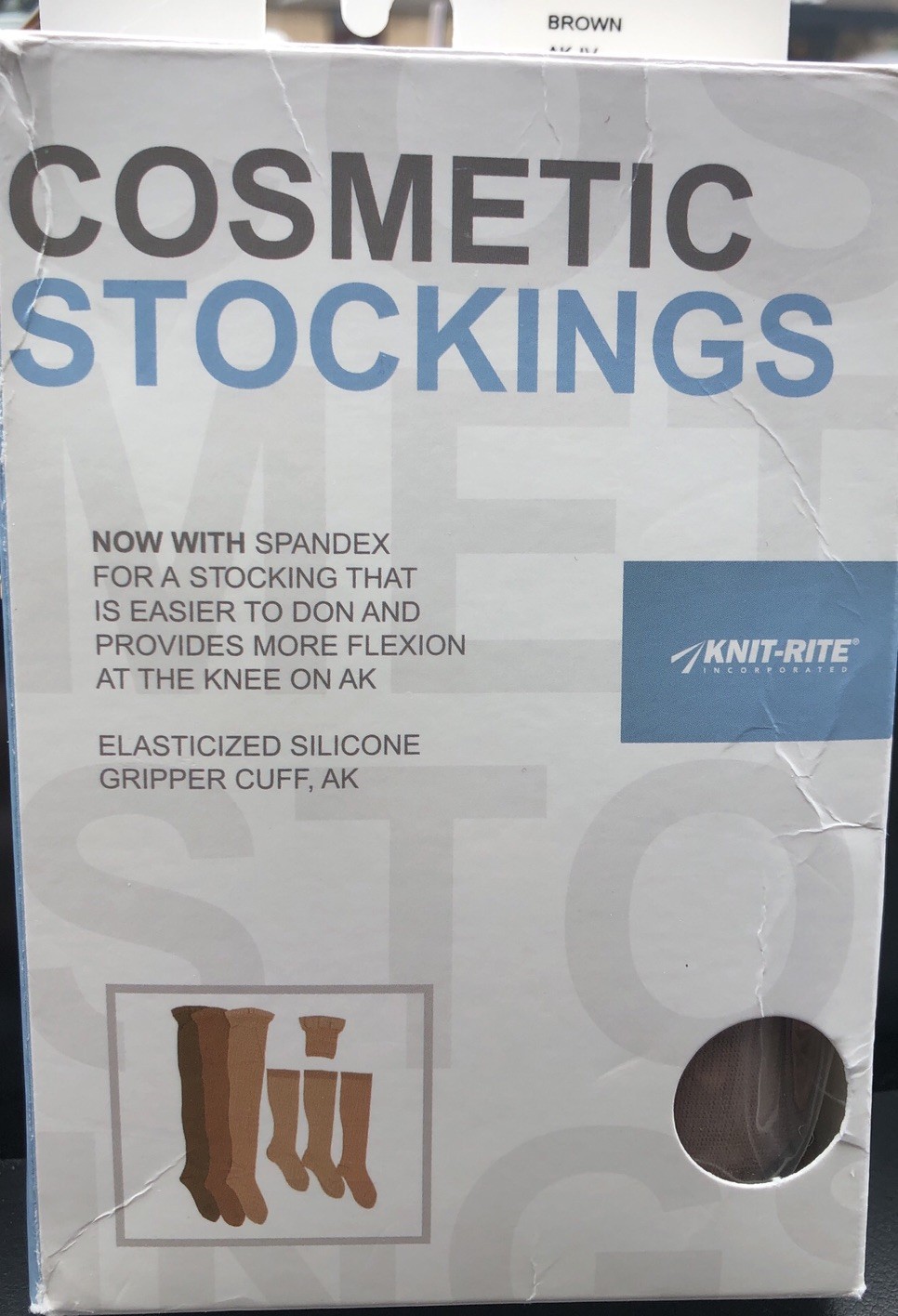 Knit-Rite Above Knee Cosmetic Stocking Sz 4 BROWN SKU: 2HB9B144 New