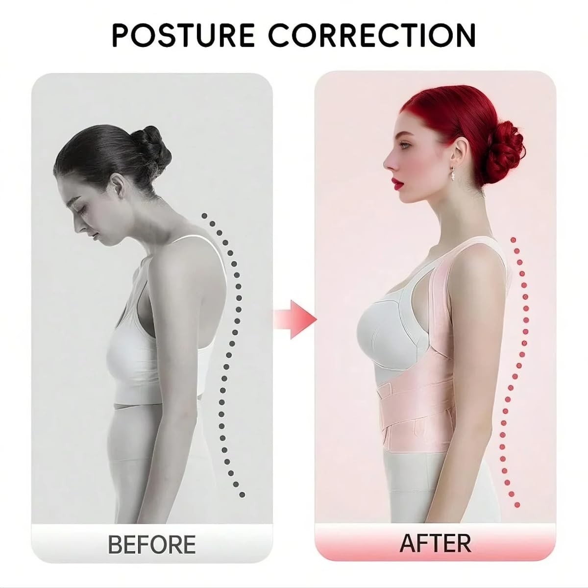 Pink Back Brace Posture Corrector for Women – Adjustable
