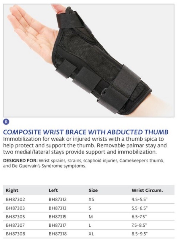 DJO Bell-Horn Composite Wrist Brace with Abducted Thumb X-Large Left – Gamekeep