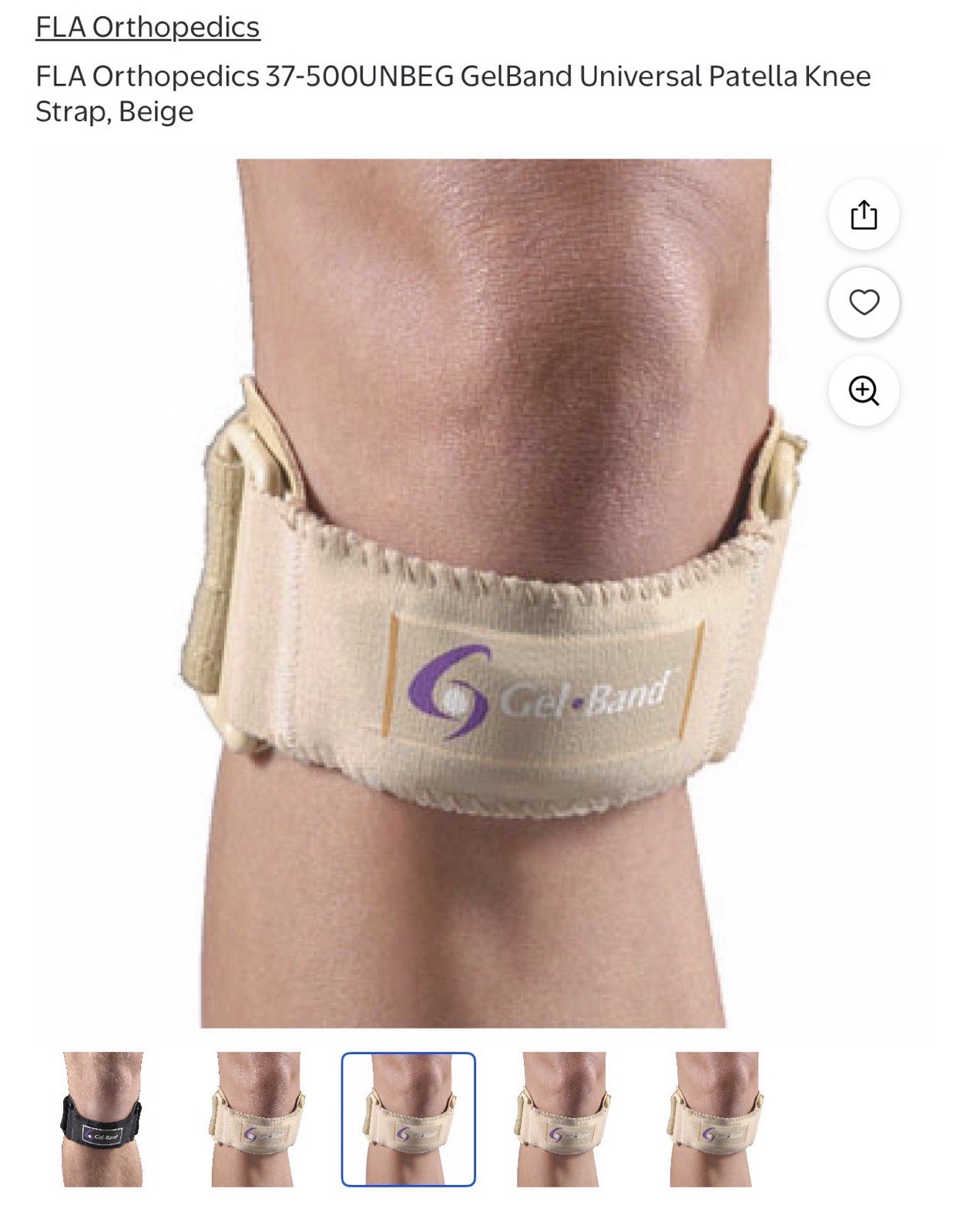 Gel Band Beige Knee Strap Compression Sleeve Support