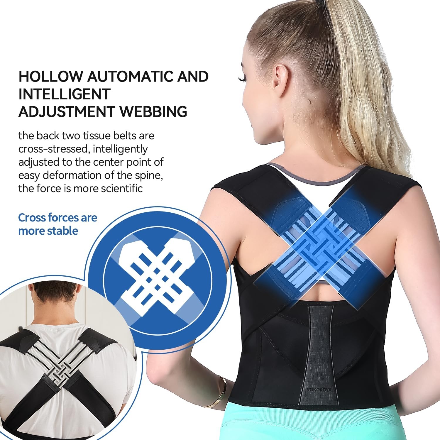 Black Adjustable Posture Corrector – Effective Support for Hunchback & Scoliosis