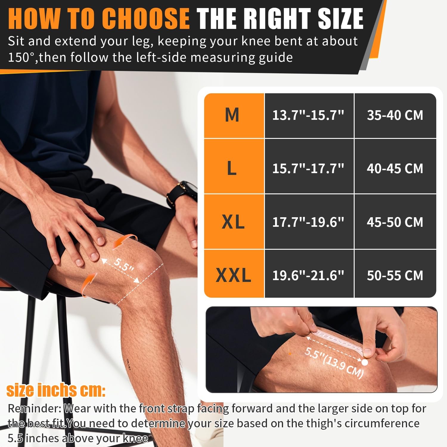ZJMQJ Knee Brace for Women and Men, Sleeve with Patella Pad Large, Black