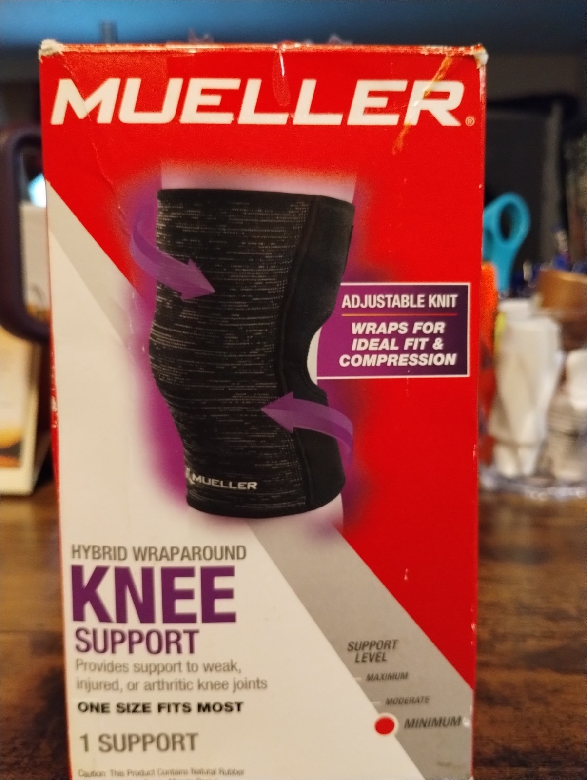2pc MUELLER 3-IN-1 Hybrid Wraparound Knee Joint Support Black One Size 12-20 in