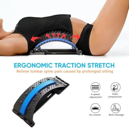 Back Stretcher – 4-Level Adjustable Lumbar Support Board & Back Cracker Blue