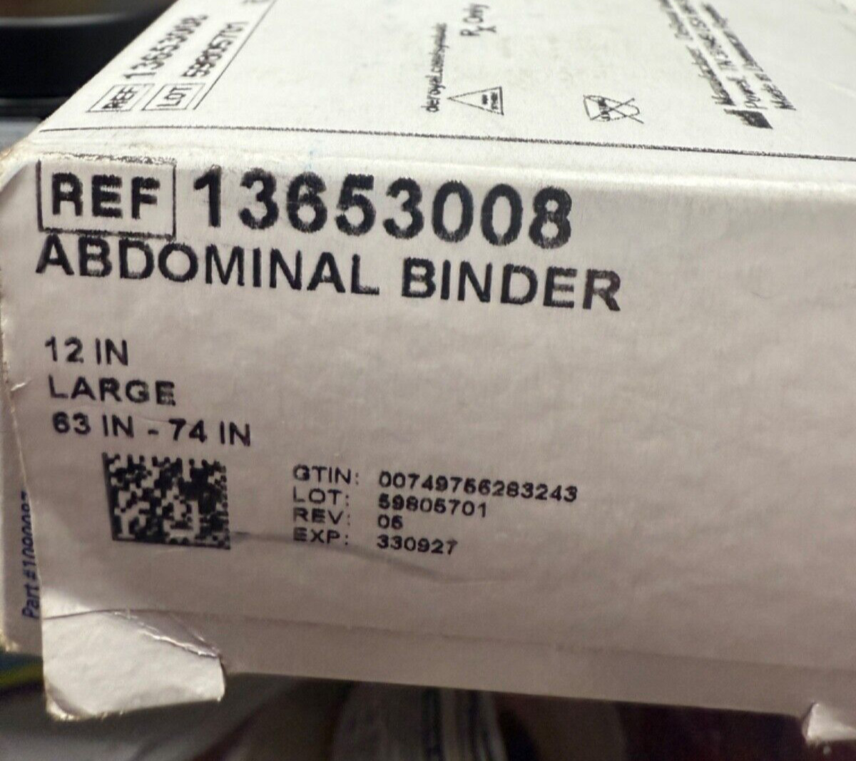 De Royal Abdominal Binder 12″ Large 63″-74″ Latex-Free (New) – Shelf Damaged Box