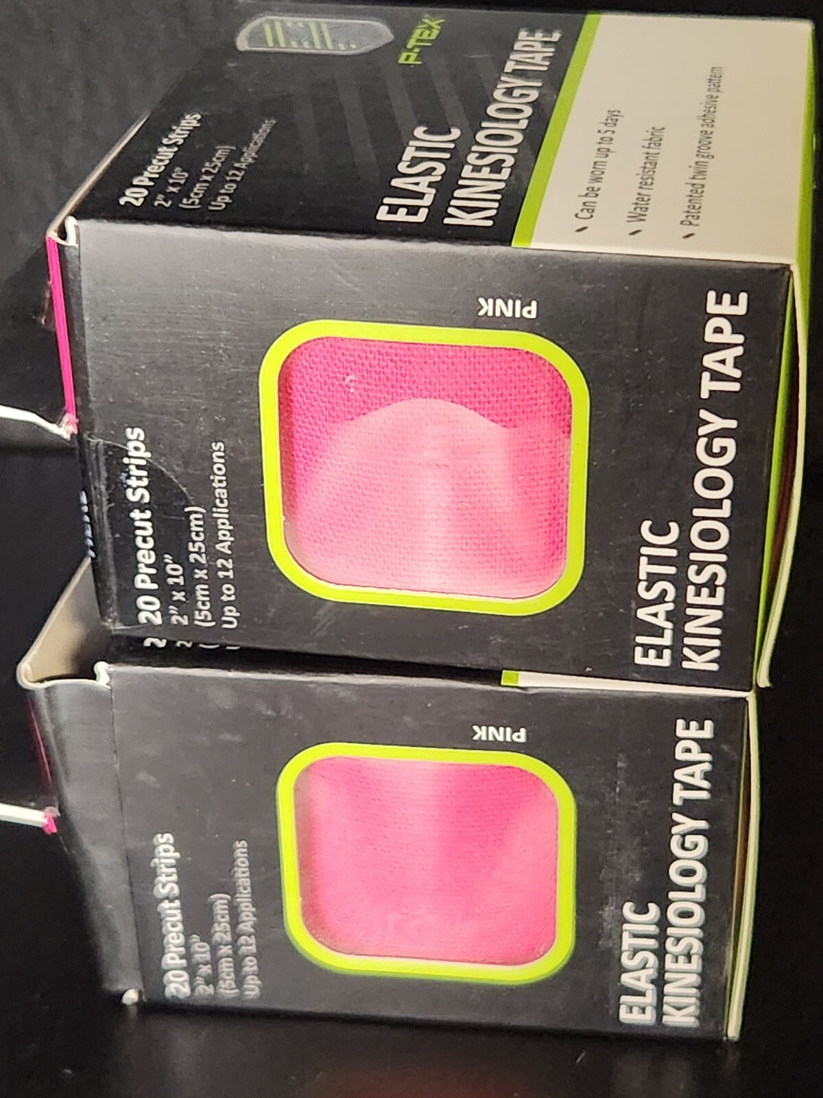 2 PACK – P-TEX ELASTIC KINESIOLOGY TAPE 20-2″ X 10″ STRIPS/ Color PINK