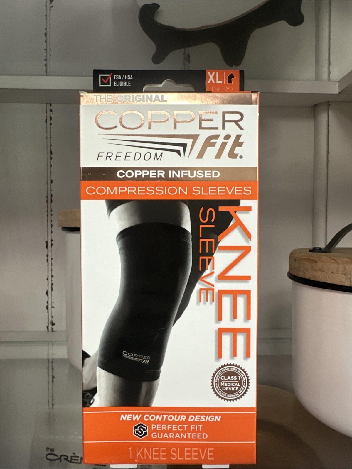 Copper Fit Freedom Copper Infused Compression Knee Sleeve – Size XL – Black