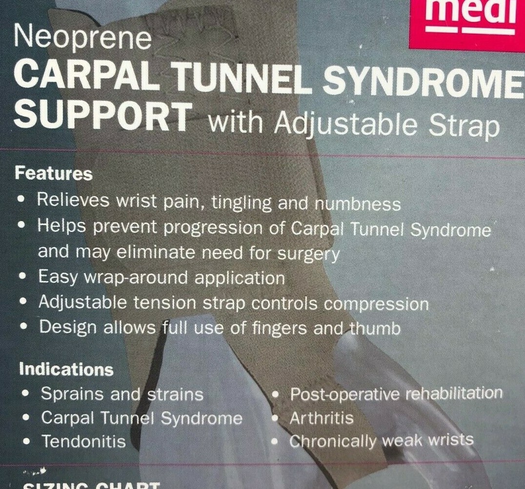 Medi Carpal Tunnel Syndrome Wrist Support w/ Adjustable Strap (Neoprene) SIZES