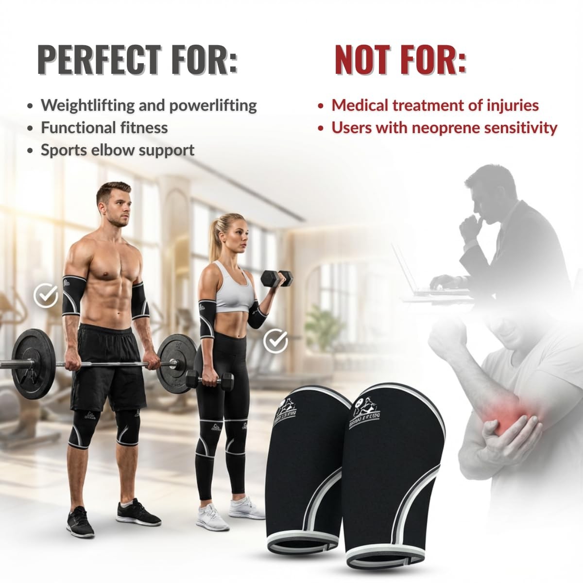 Elbow Sleeves (1 Pair) Support & Compression for Weightlifting, Powerlifting,…